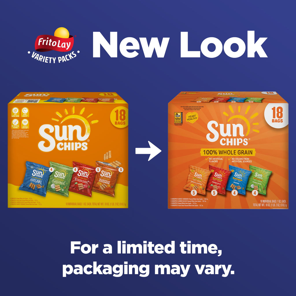 SunChips 100% Whole Grain Snacks Variety Pack 1 Oz 18 Count Frito-Lay