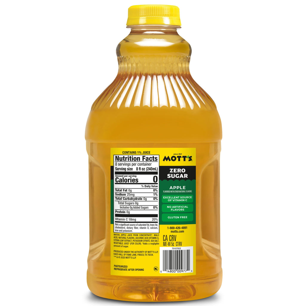 Mott's Zero Sugar Apple Juice Drink Pulp-Free 64 fl oz Bottle