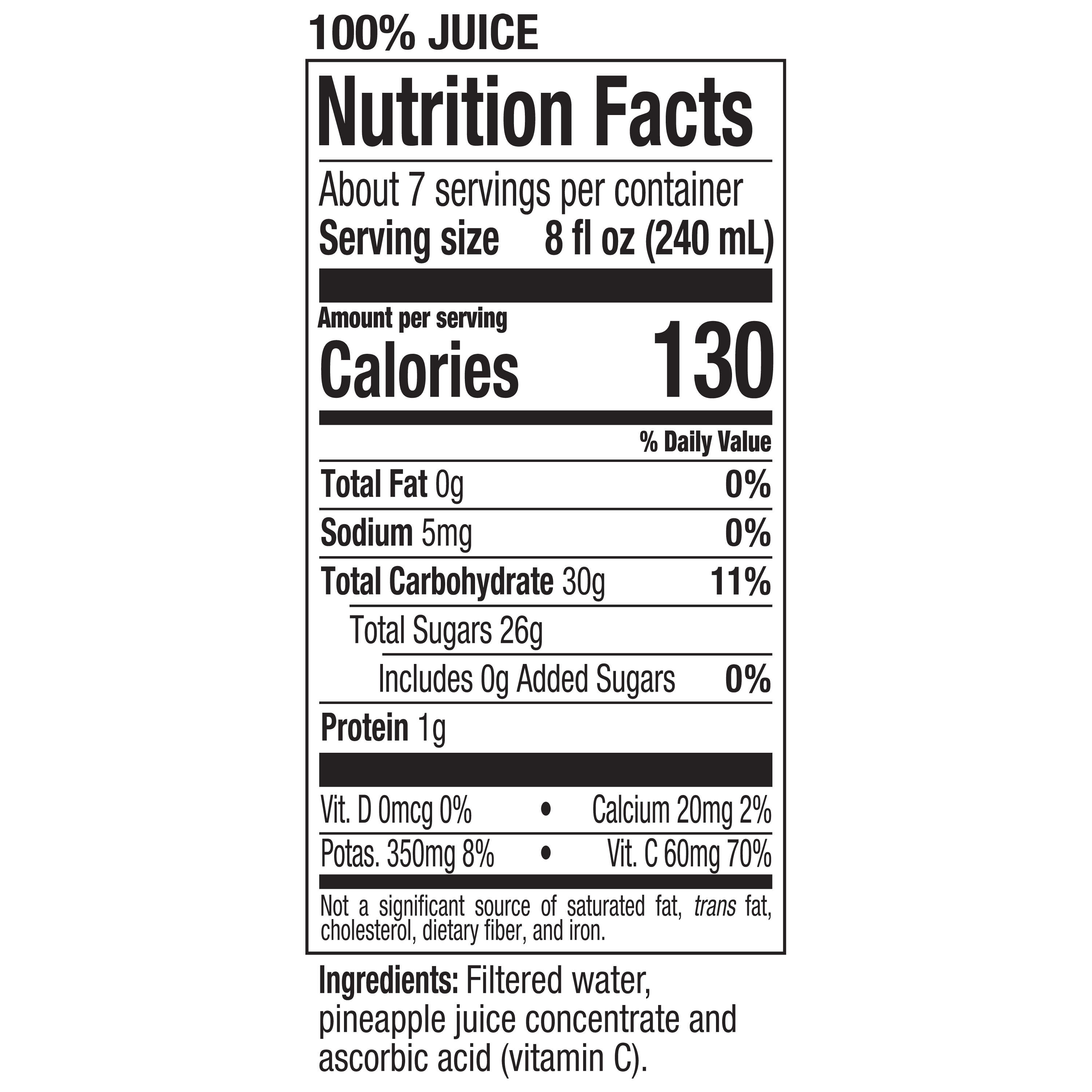 Dole 100% Chilled Pineapple Juice 52 fl oz Bottle