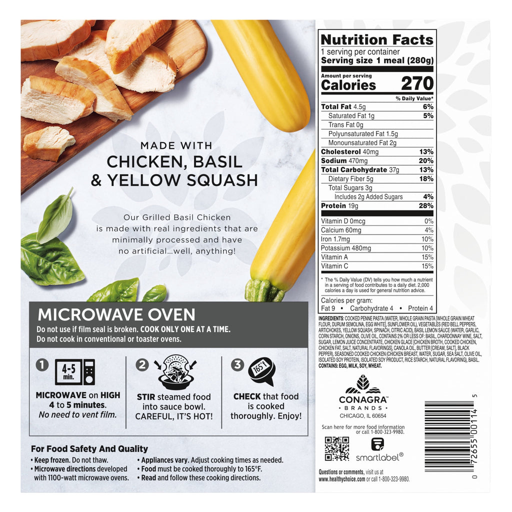 Healthy Choice Simply Steamers Grilled Basil Chicken Frozen Meal 9.9 Oz