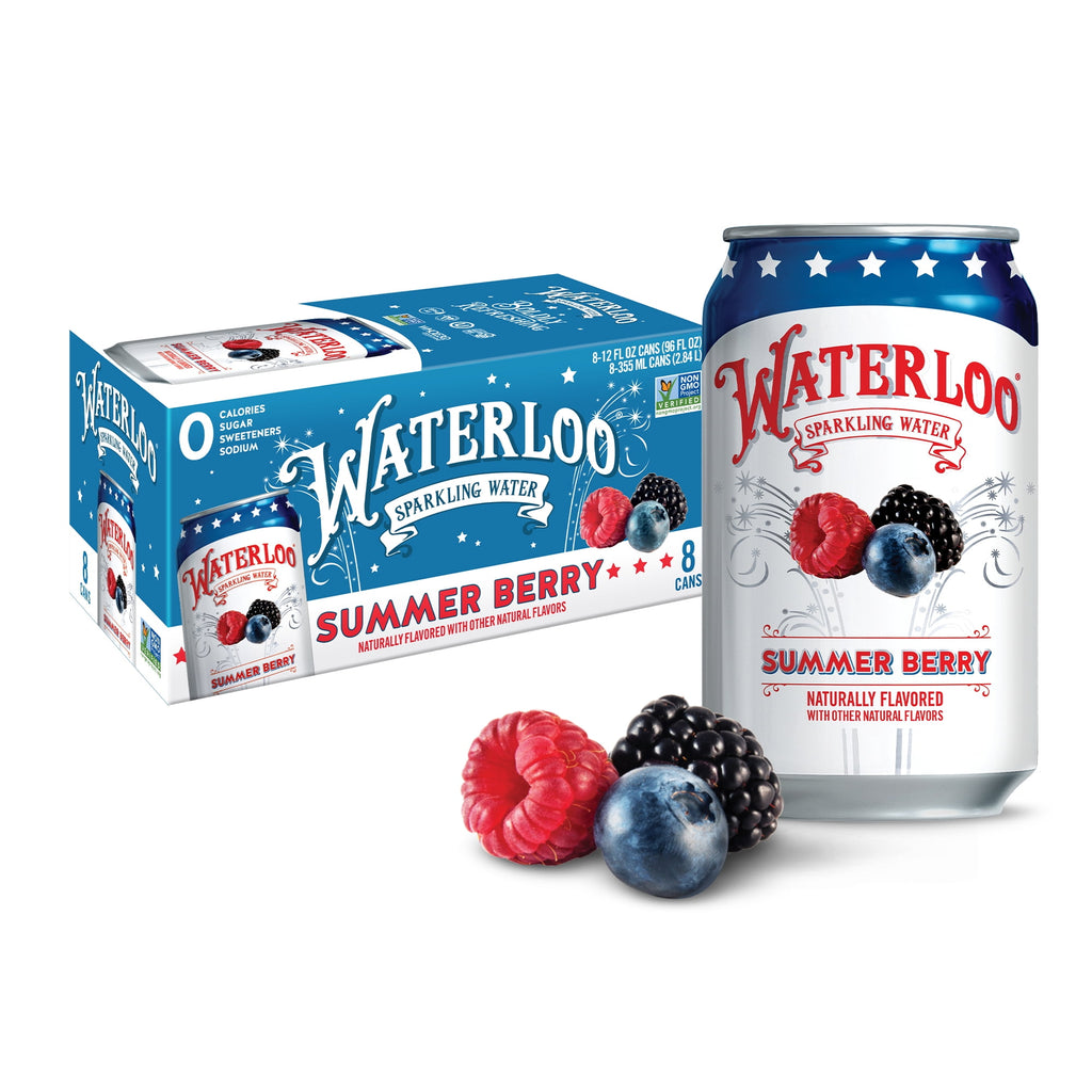 Waterloo Sparkling Water Summer Berry 12 fl oz Cans 8 Pack