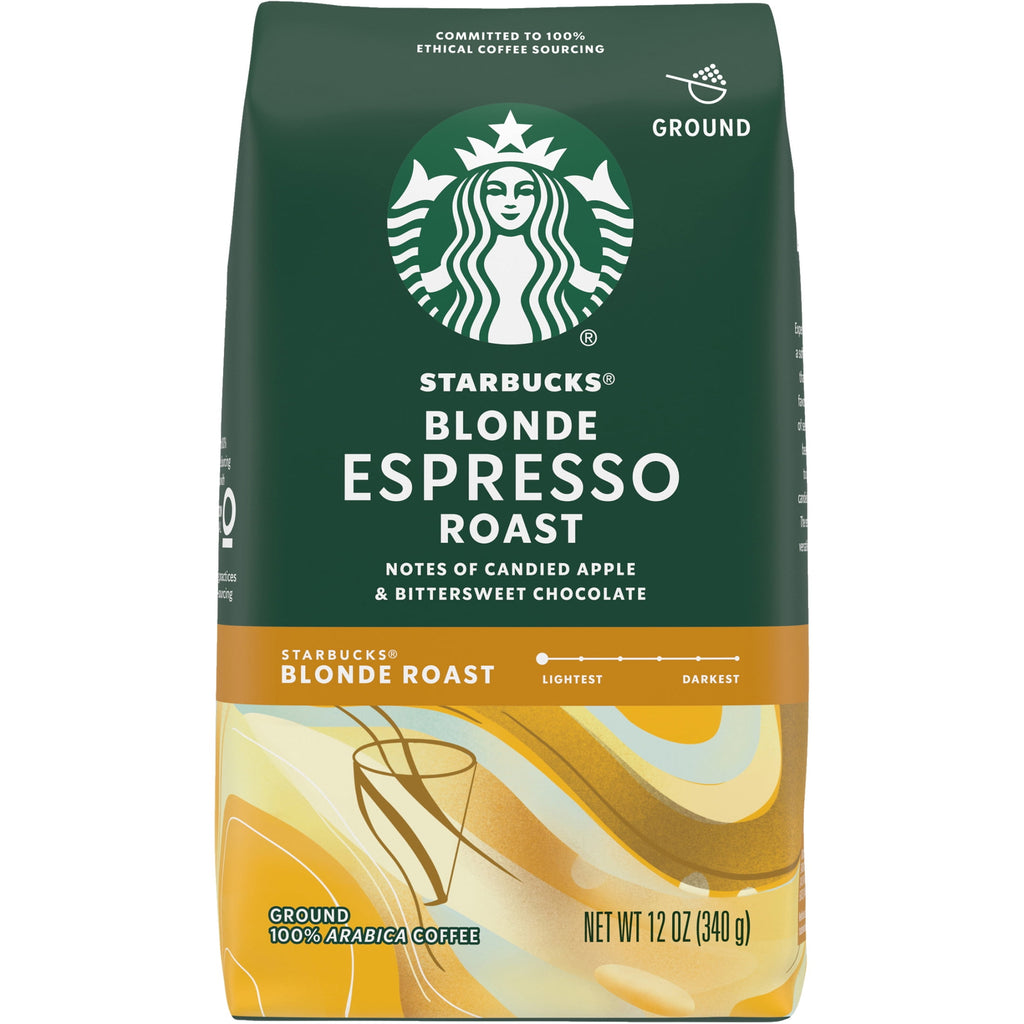 Starbucks Blonde Espresso Roast Naturally Caffeinated Light Ground Coffee 12 oz Bag