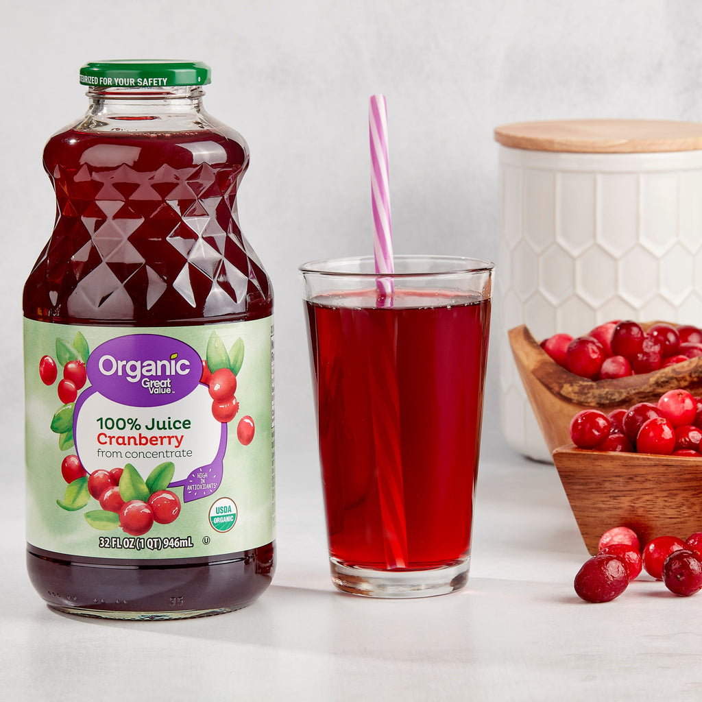 Great Value Organic Cranberry Juice 32 fl oz Bottle