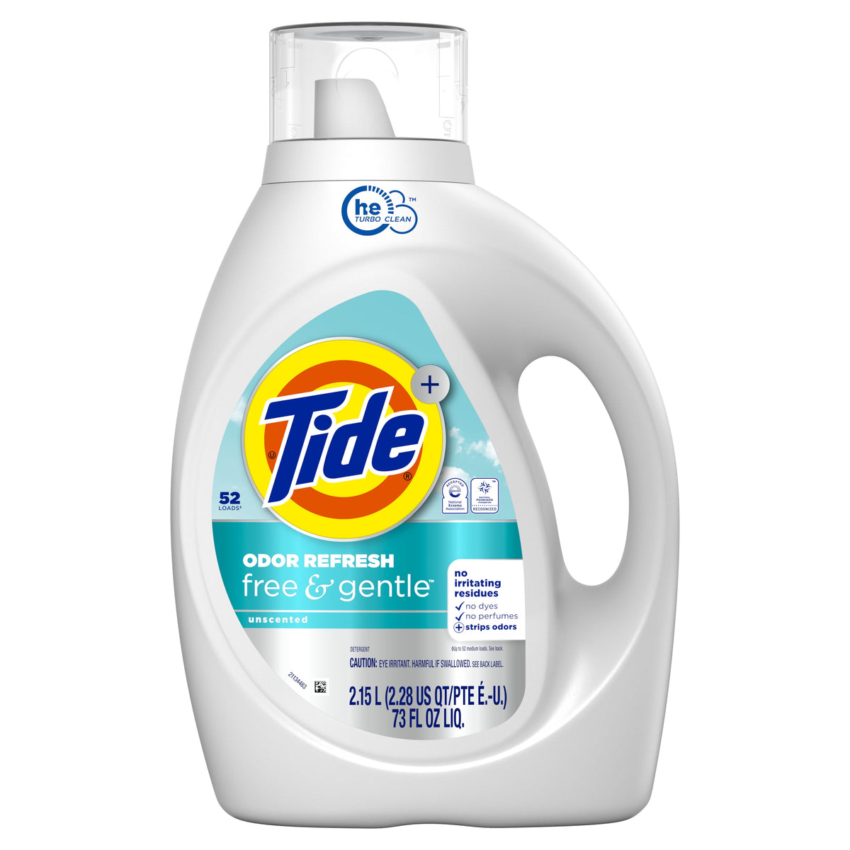 Tide Free & Gentle Liquid Laundry Detergent Hypoallergenic Perfume Free 73 fl oz 52 Loads