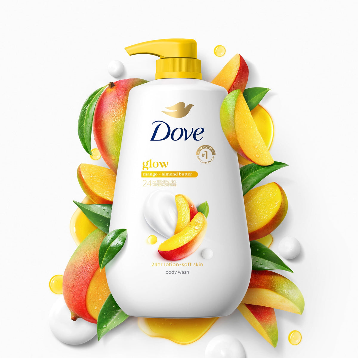 Dove Glowing Body Wash Mango & Almond Butter Moisturizing Skin Cleanser 30.6 fl oz