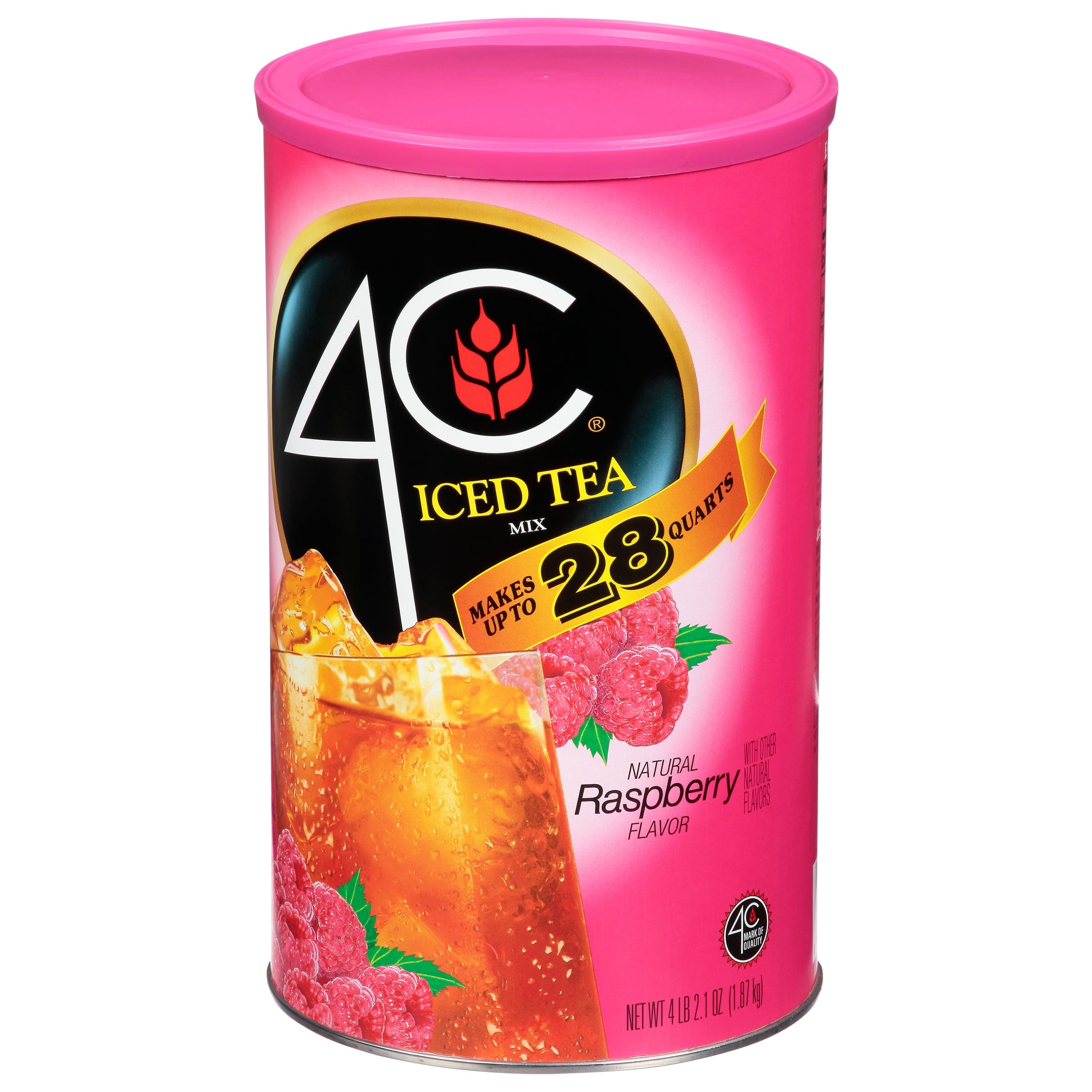 4C Raspberry Naturally Caffeinated Instant Iced Tea Mix 66.1 oz Canister