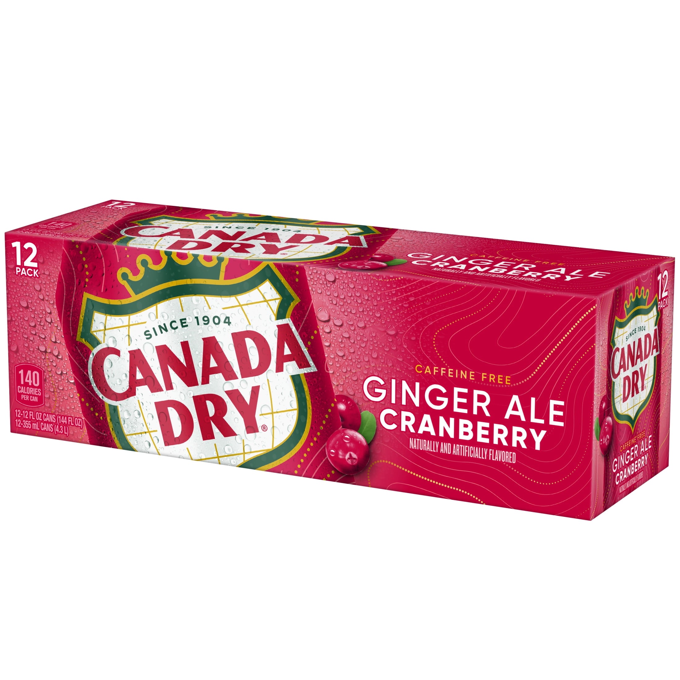 Canada Dry Caffeine Free Cranberry Ginger Ale Soda Pop Cans 12 Fl Oz 12 Pack