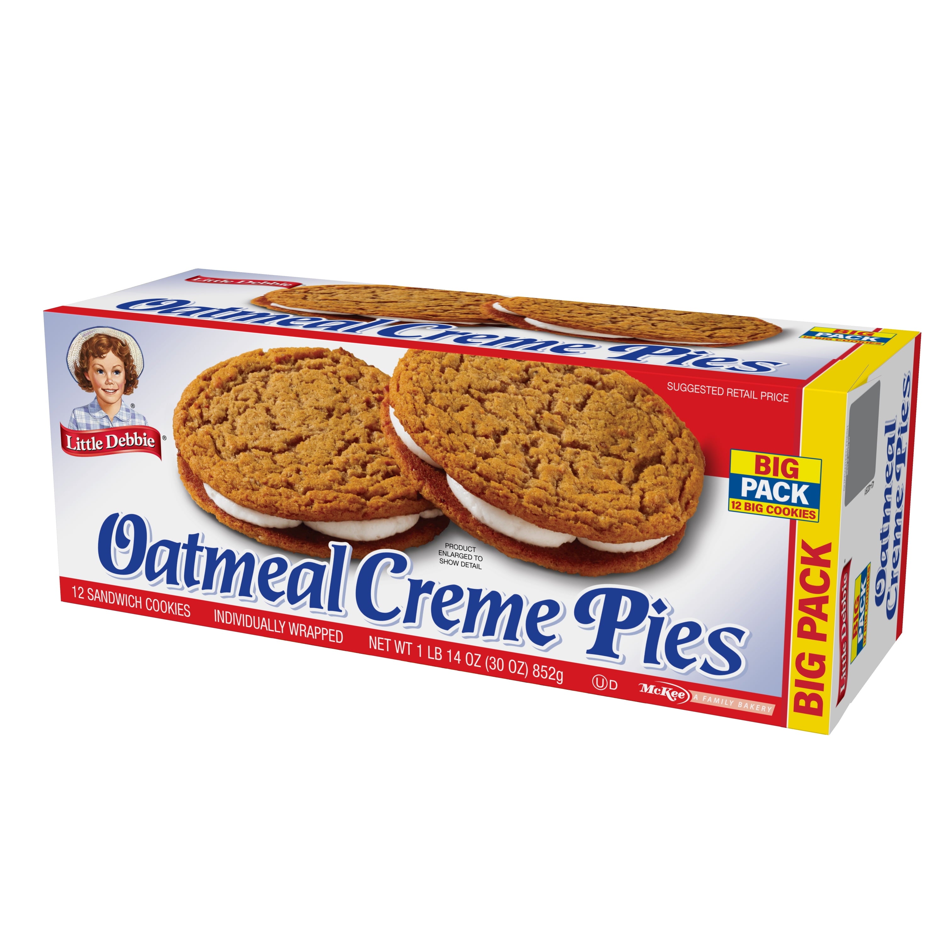 Oatmeal Creme Pies Sandwich Cookies 12 Count 30 Oz Little Debbie