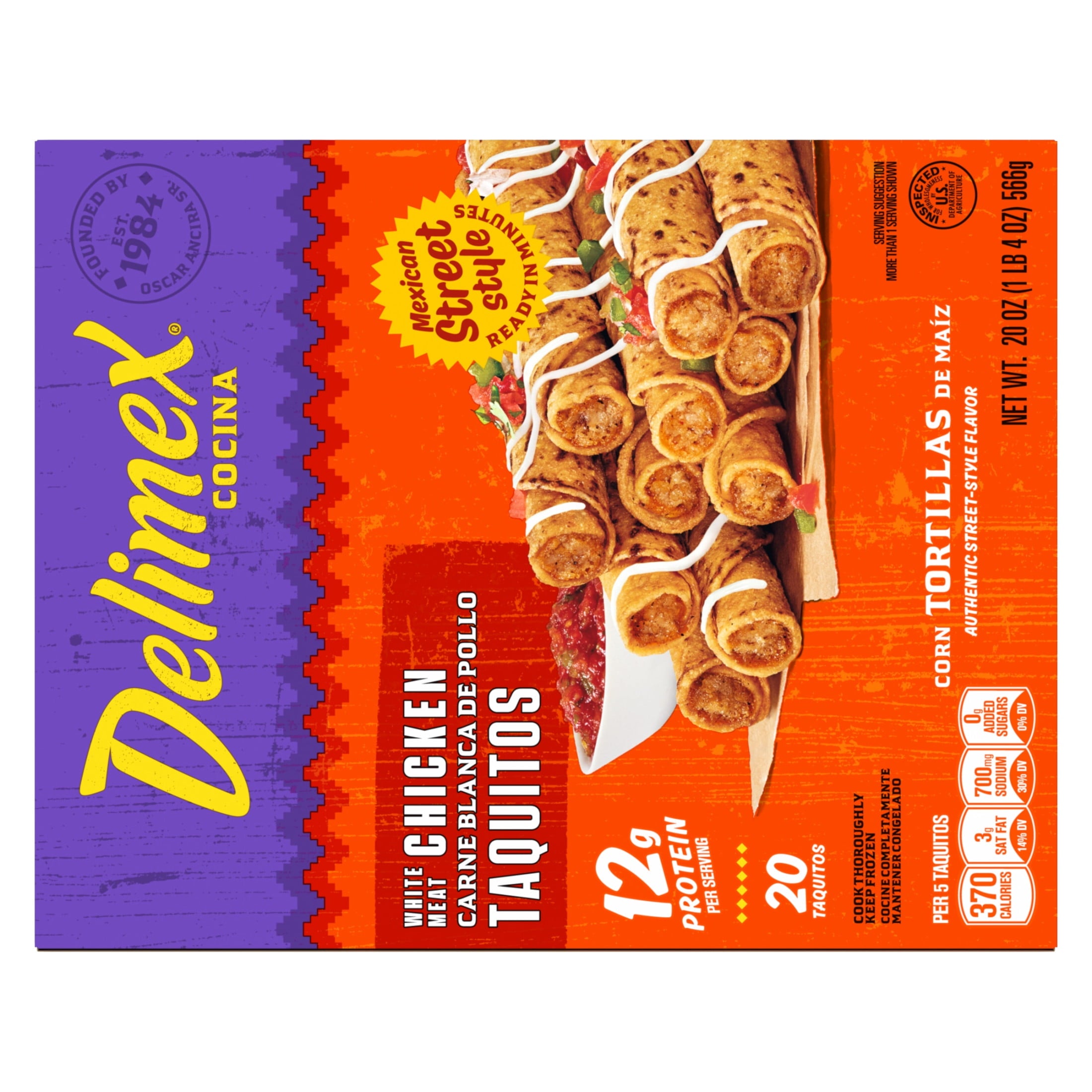 Delimex White Meat Chicken Taquitos Frozen Snacks 20 Count 20 Oz