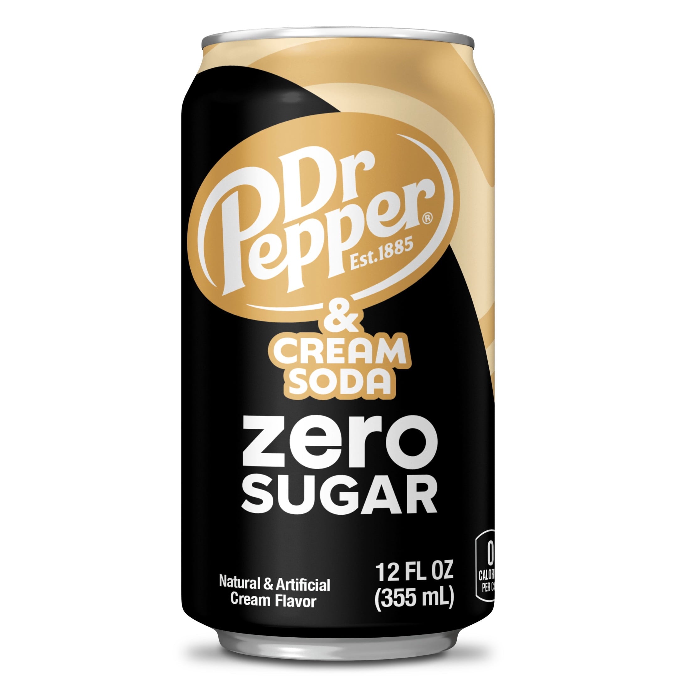 Dr Pepper & Cream Zero Sugar Soda Pop Cans 12 Fl Oz 12 Pack