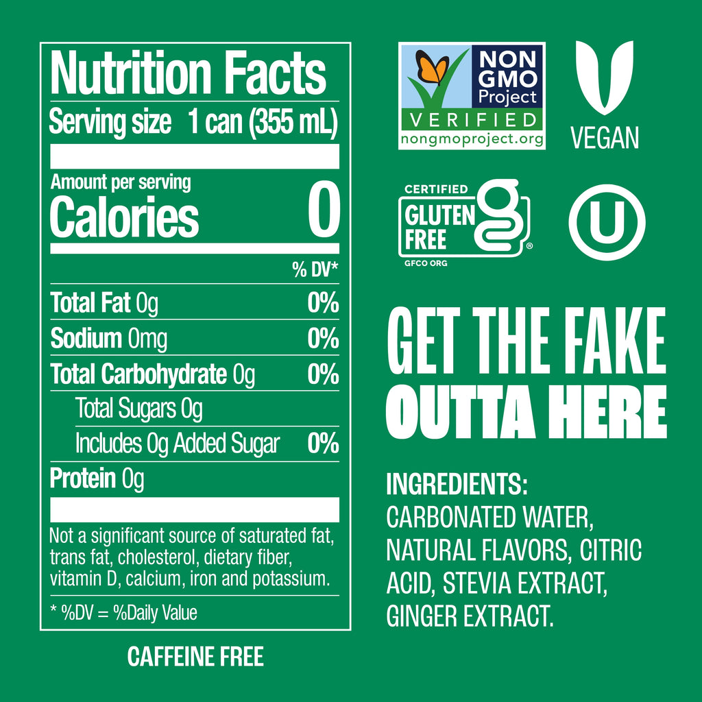 Zevia Zero Sugar Caffeine-Free Ginger Ale Soda Pop Cans 12 Fl Oz 8 Pack