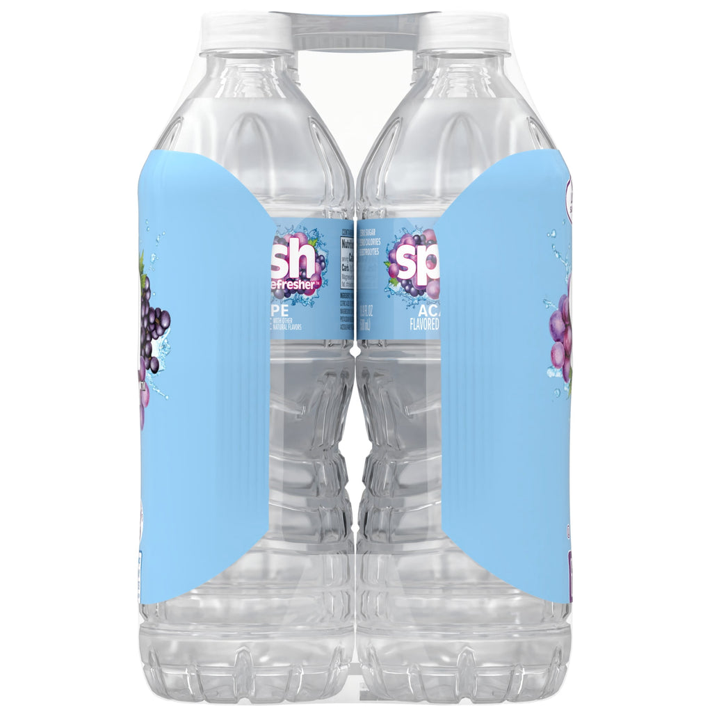 Splash Blast Acai Grape Flavored Water 16.9 fl oz Plastic Bottles 6 Pack