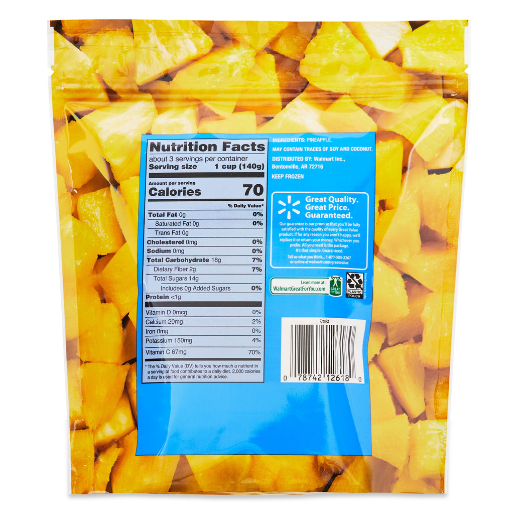 Great Value Pineapple Chunks Frozen 16 Oz