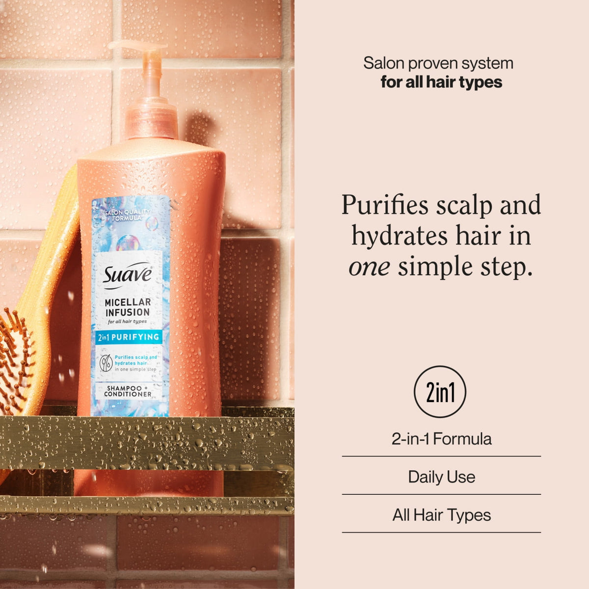 Suave Micellar Infusion 2-in-1 Purifying Shampoo & Conditioner 28 fl oz
