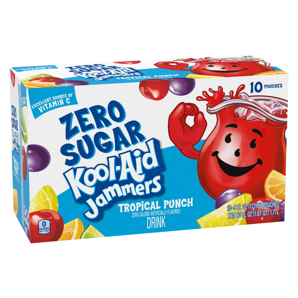 Kool-Aid Zero Sugar Jammers Tropical Punch Artificially Flavored Drink 10 Count 6 fl oz Pouches