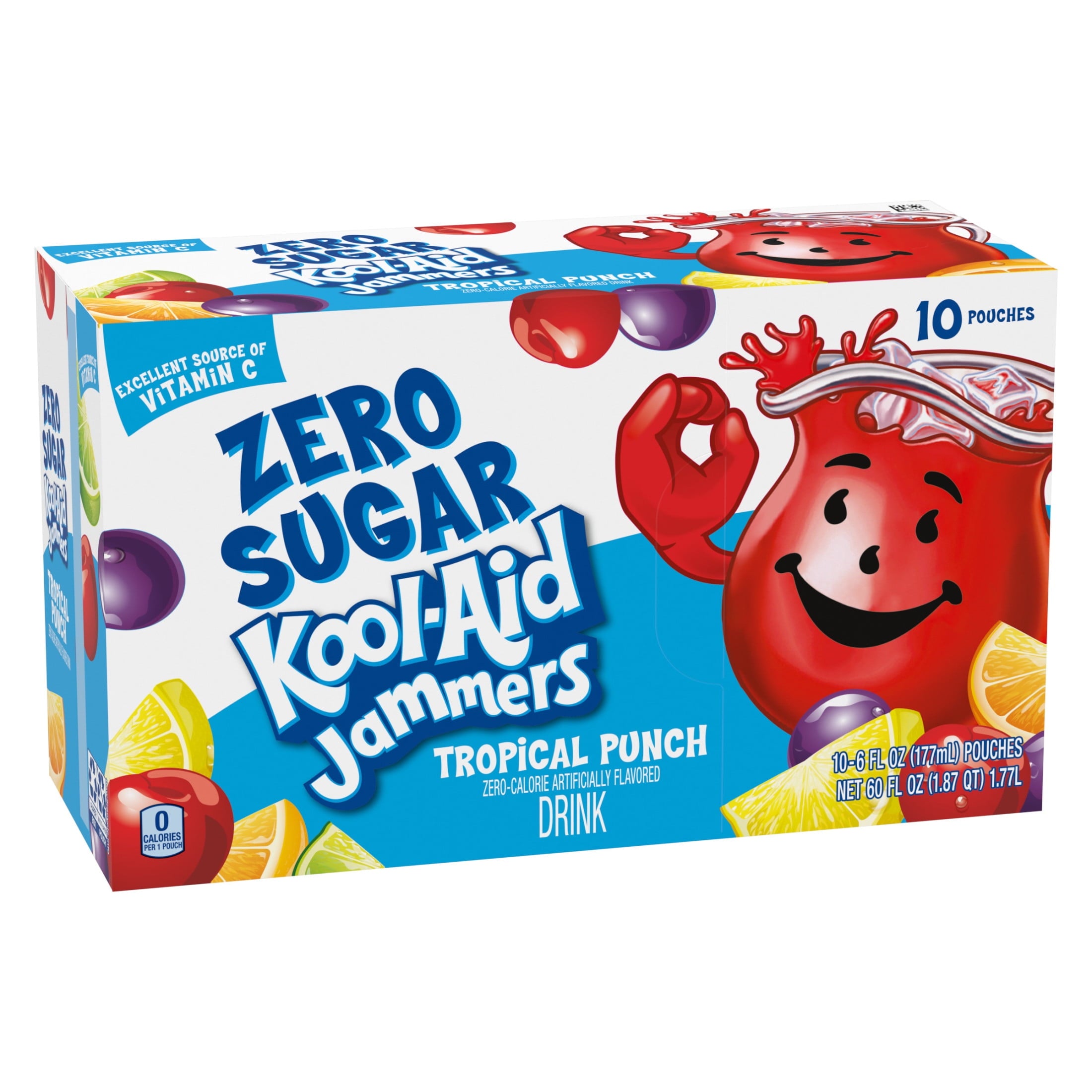 Kool-Aid Zero Sugar Jammers Tropical Punch Artificially Flavored Drink 10 Count 6 fl oz Pouches