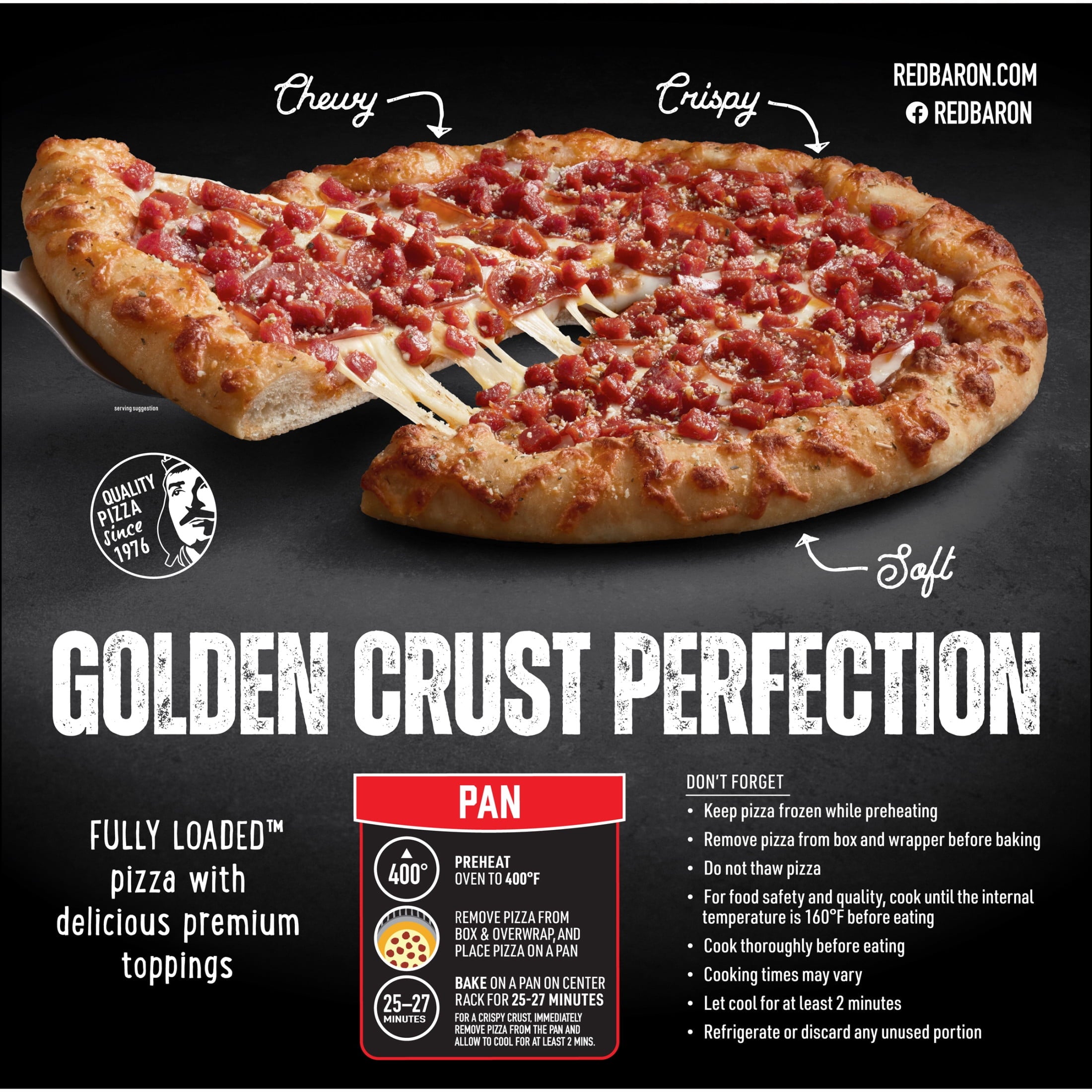 Red Baron Fully Loaded Hand Tossed Pepperoni Frozen Pizza 28.75 Oz