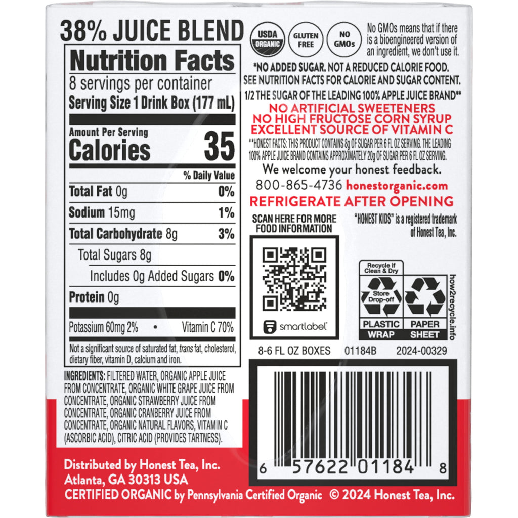 Honest Kids Super Fruit Punch Organic Juice Drink 6 fl oz 8 Pack