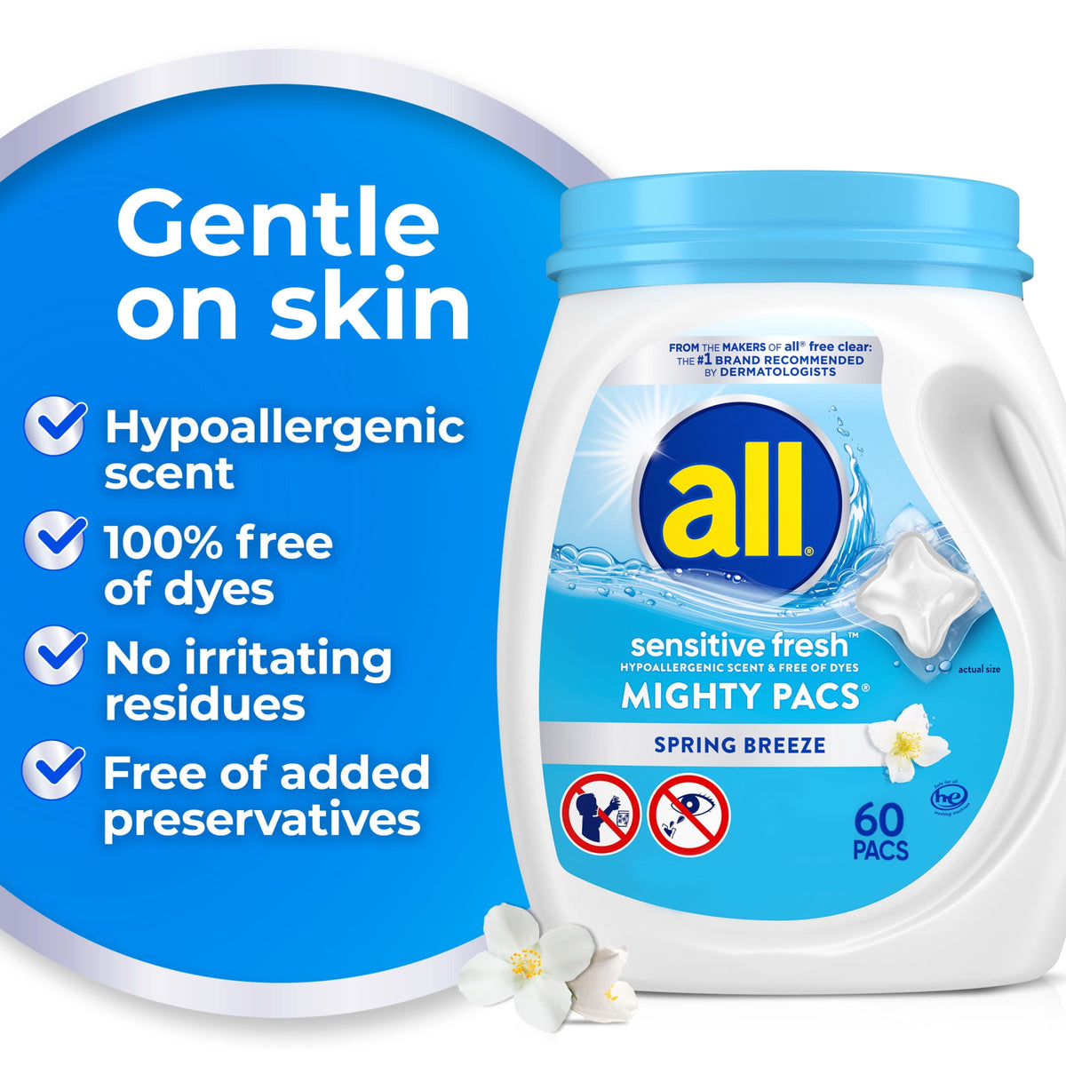 all Sensitive Fresh Mighty Pacs Laundry Detergent Pacs