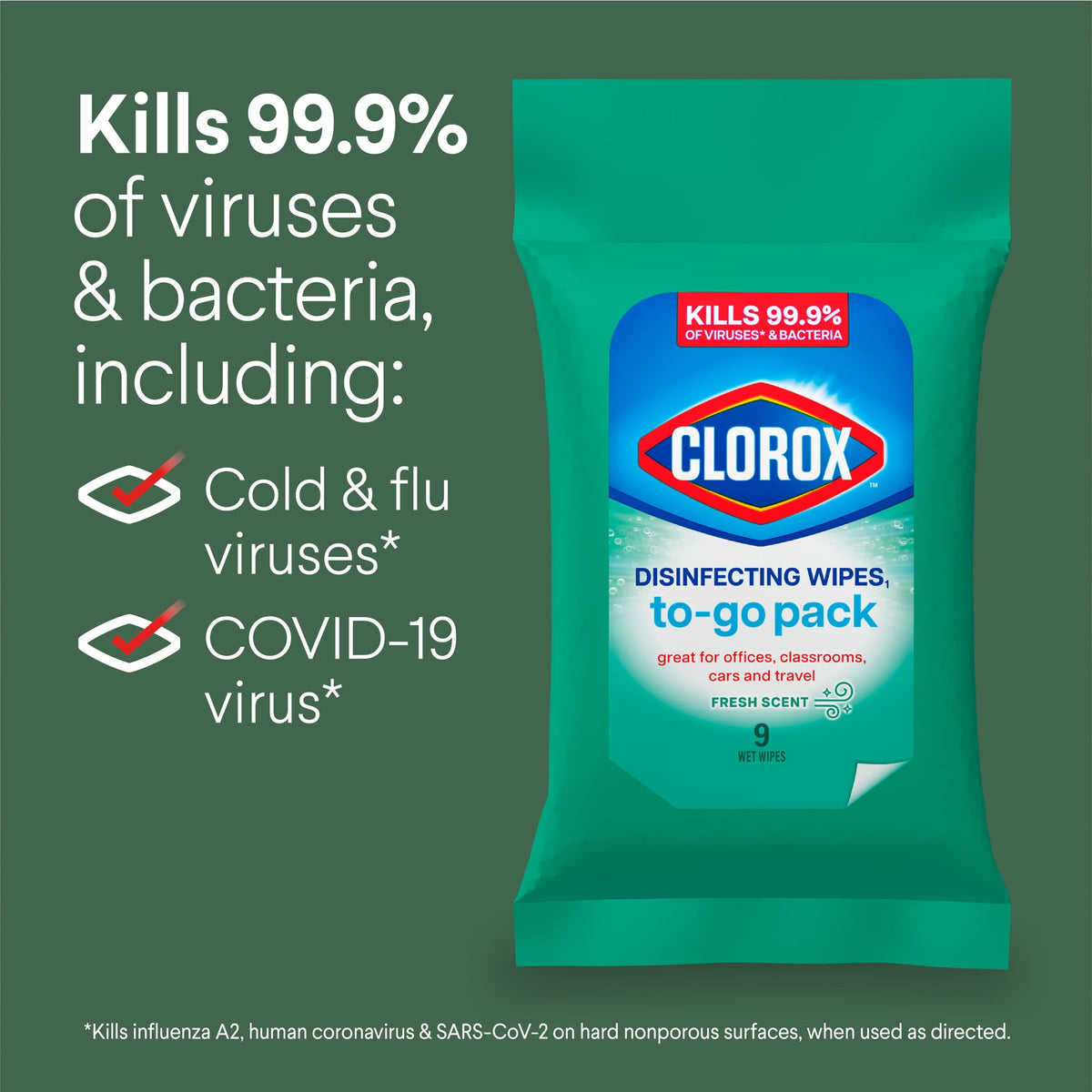 Clorox Disinfecting Cleaning Wipes To Go Pack Bleach Free Fresh Scent 9 Count