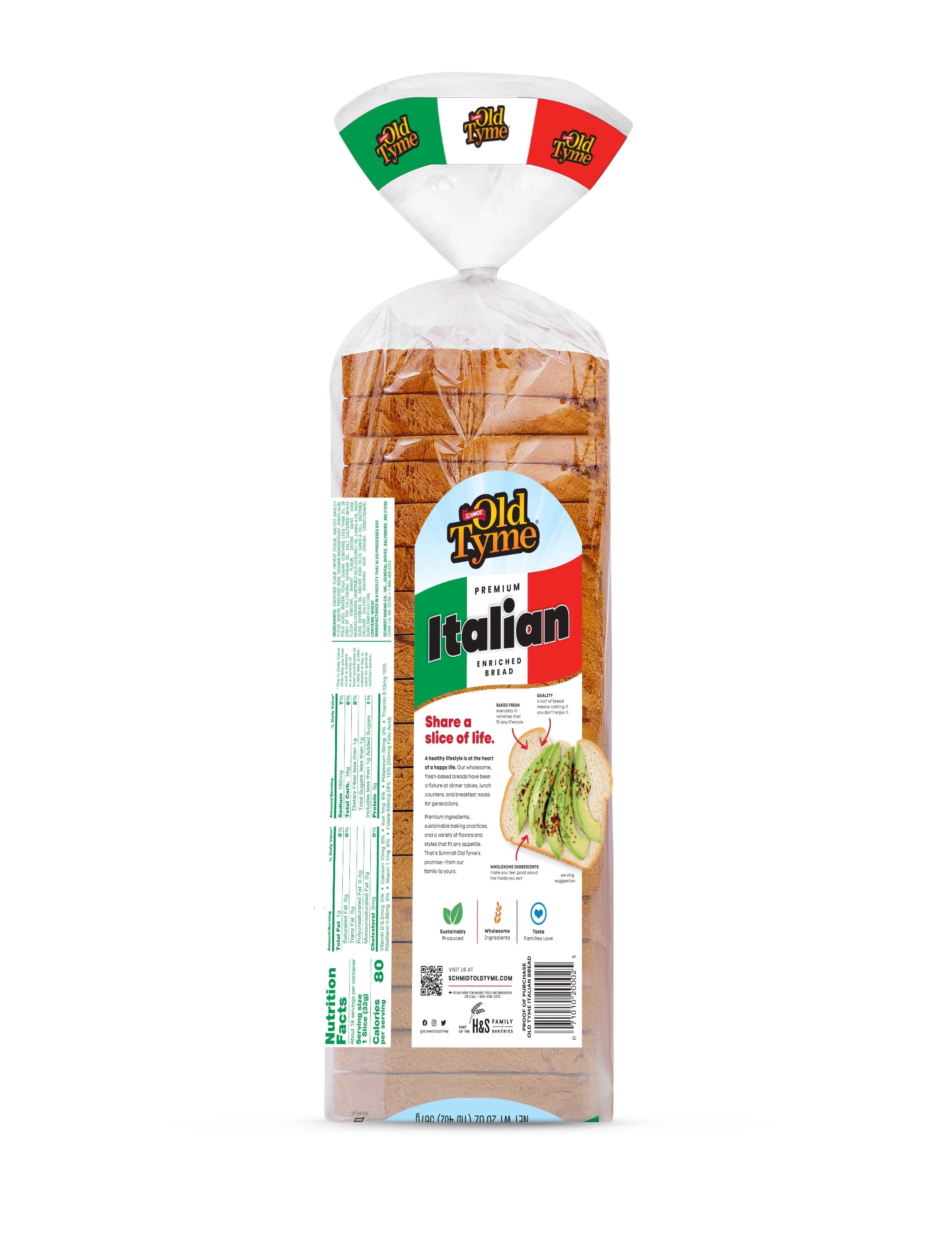 Old Tyme Premium Italian Enriched Bread Loaf 20 Oz