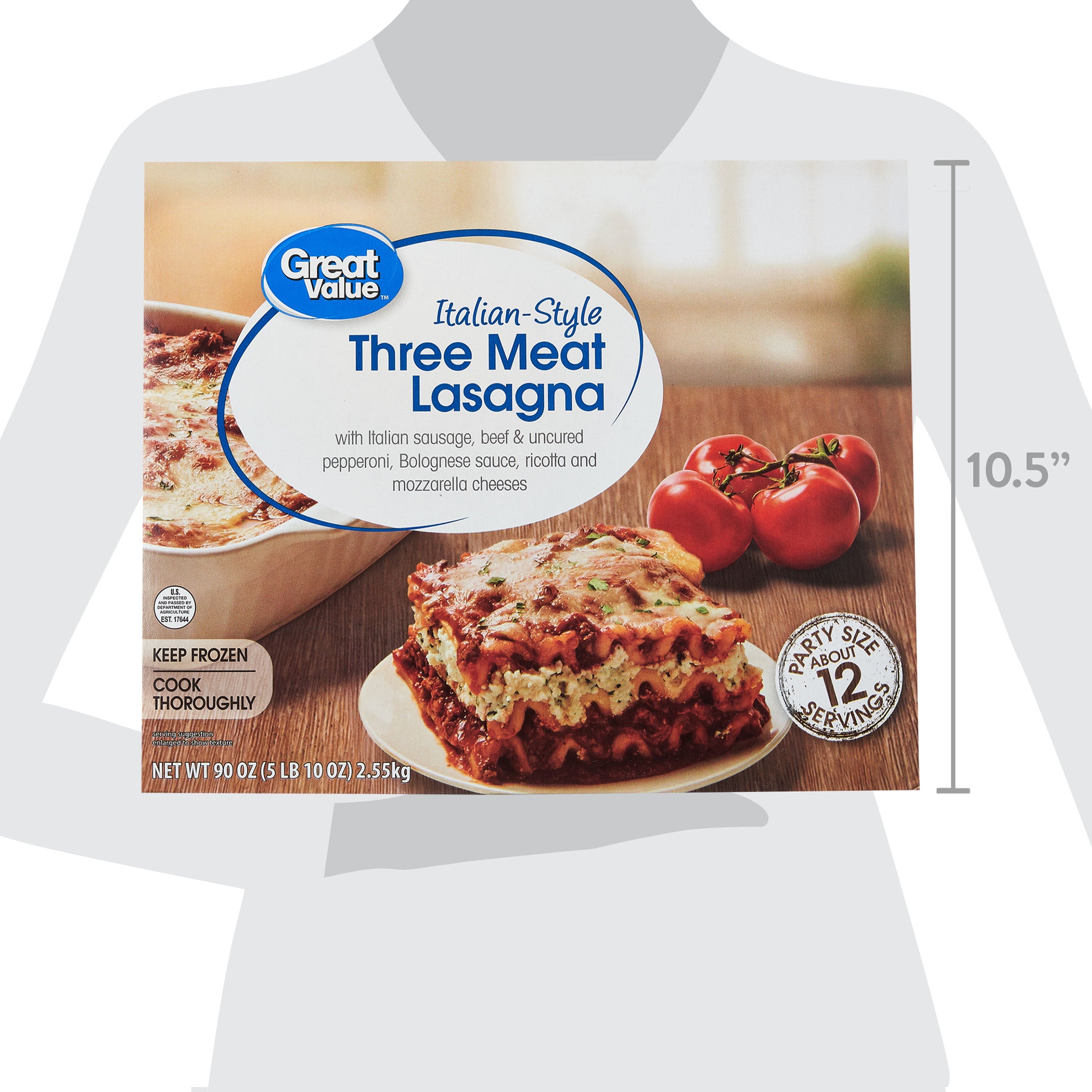 Great Value Italian-Style Three Meat Lasagna Frozen 90 Oz