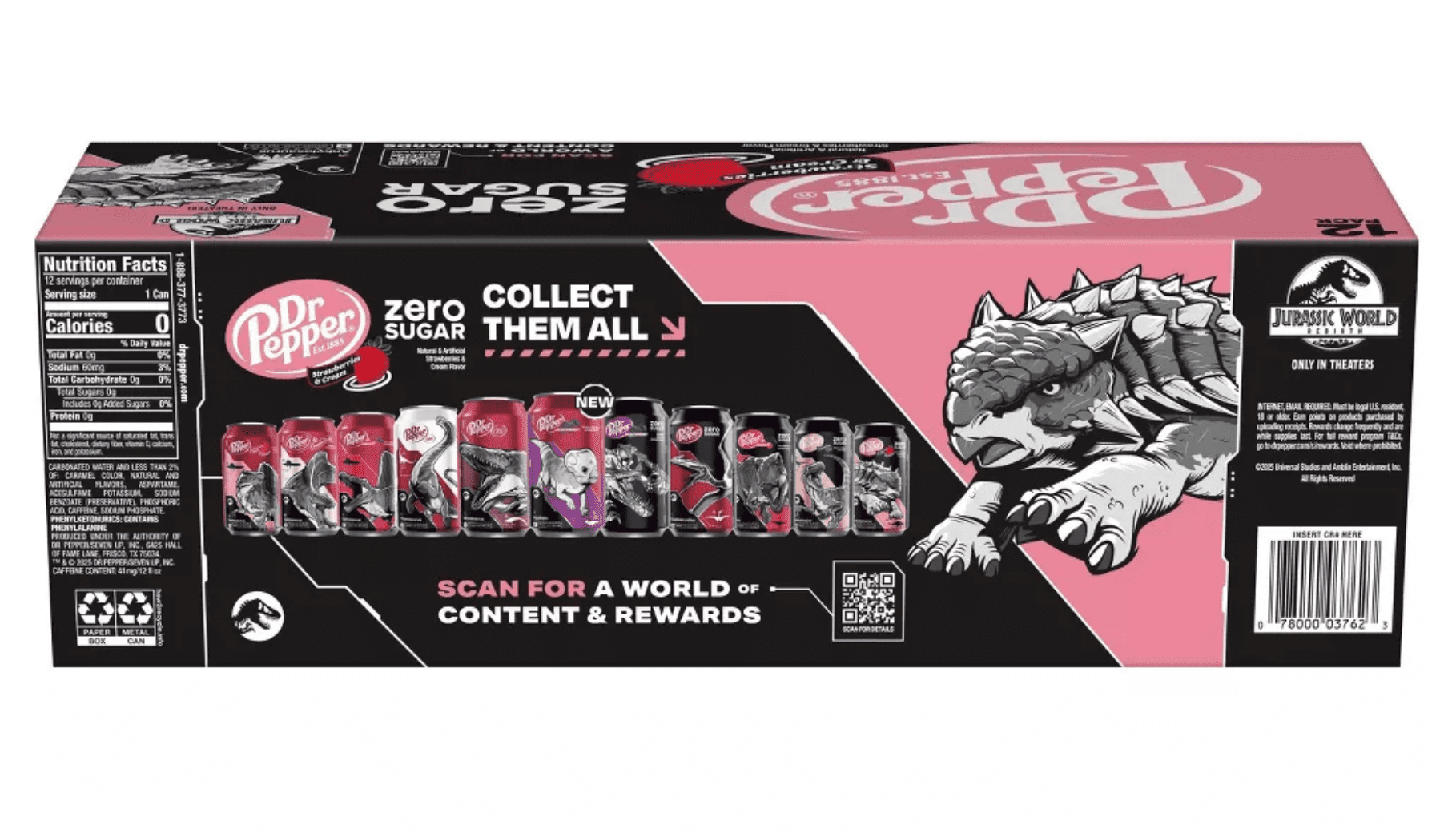 Dr Pepper Zero Sugar Strawberries and Cream Soda Pop Cans 12 Fl Oz 12 Pack