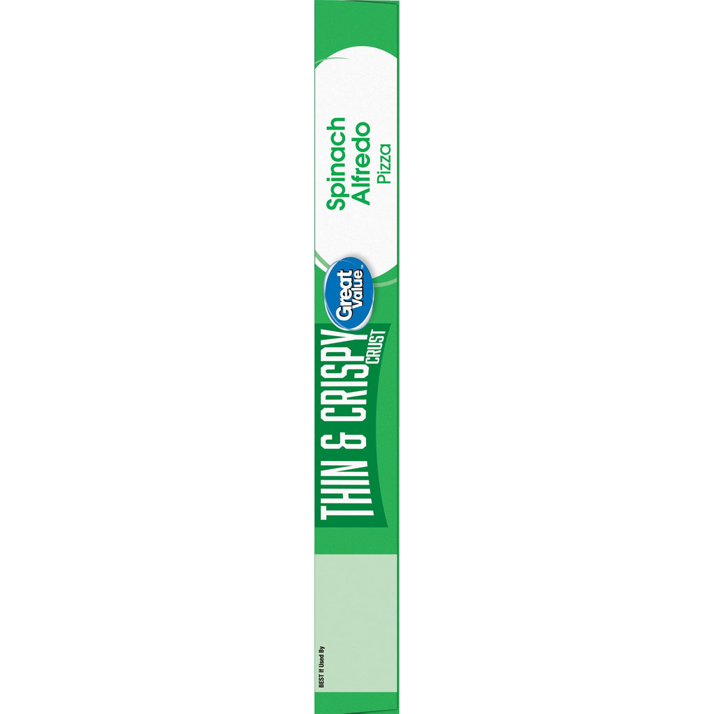 Great Value Thin and Crispy Crust Spinach Alfredo Frozen Pizza 17.45 Oz
