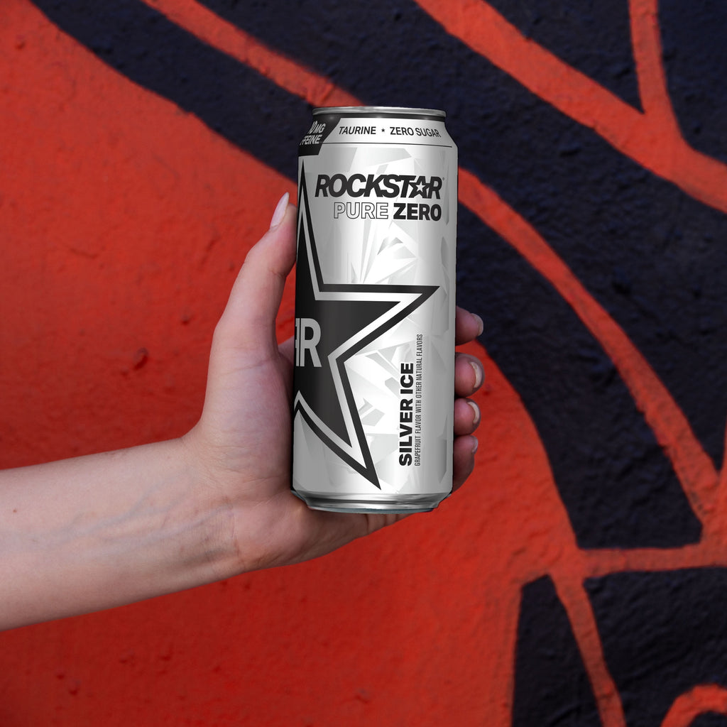 Rockstar Pure Zero Silver Ice Energy Drink 16 fl oz Single Can