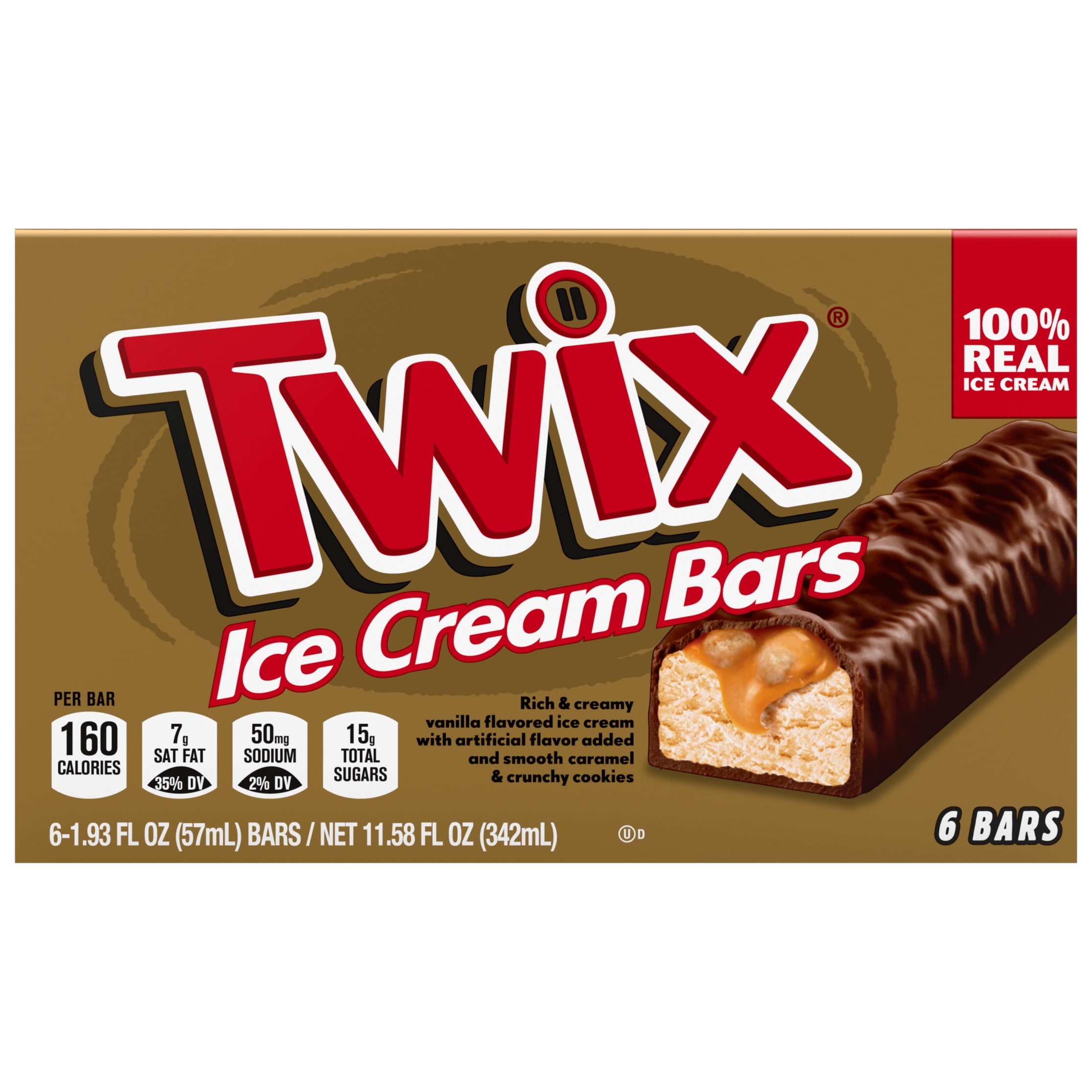 Twix Caramel Vanilla Milk Chocolate Ice Cream Bars 6 Count 11.58 Fl Oz