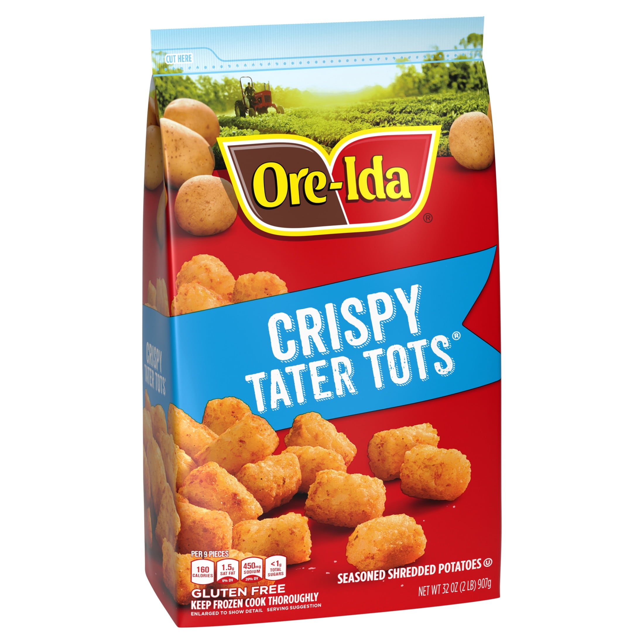 Ore-Ida Crispy Tater Tots Seasoned Shredded Frozen Potatoes 32 Oz