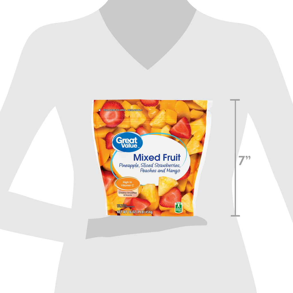 Great Value Mixed Fruit Frozen Pineapple Strawberries Mango Peaches 16 Oz