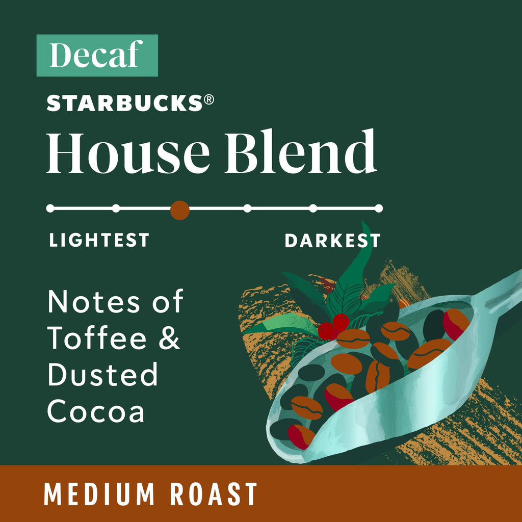 Starbucks Decaf House Blend Naturally Decaffeinated Medium Roast Ground Coffee 12 oz Bag