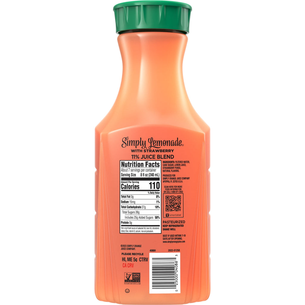 Simply Lemonade with Strawberry Juice Drink 52 fl oz Bottle