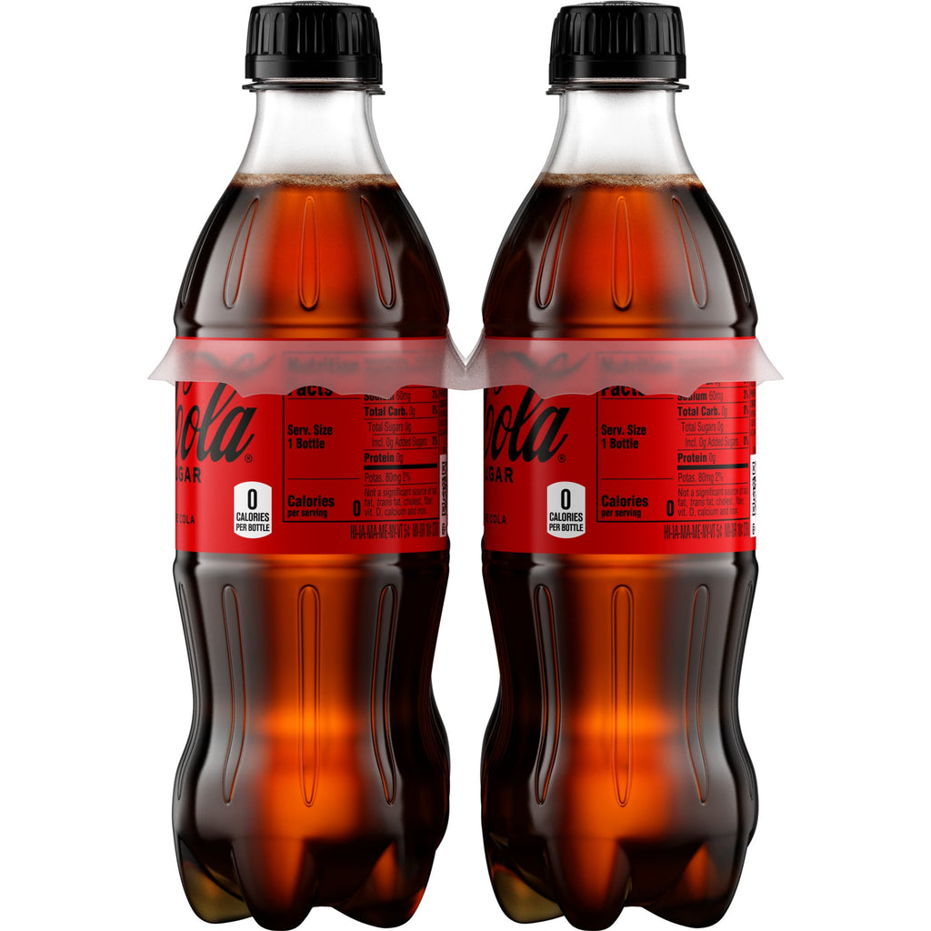 Zero Sugar Soda Pop Bottles 16.9 Fl Oz 6 Pack Coca-Cola