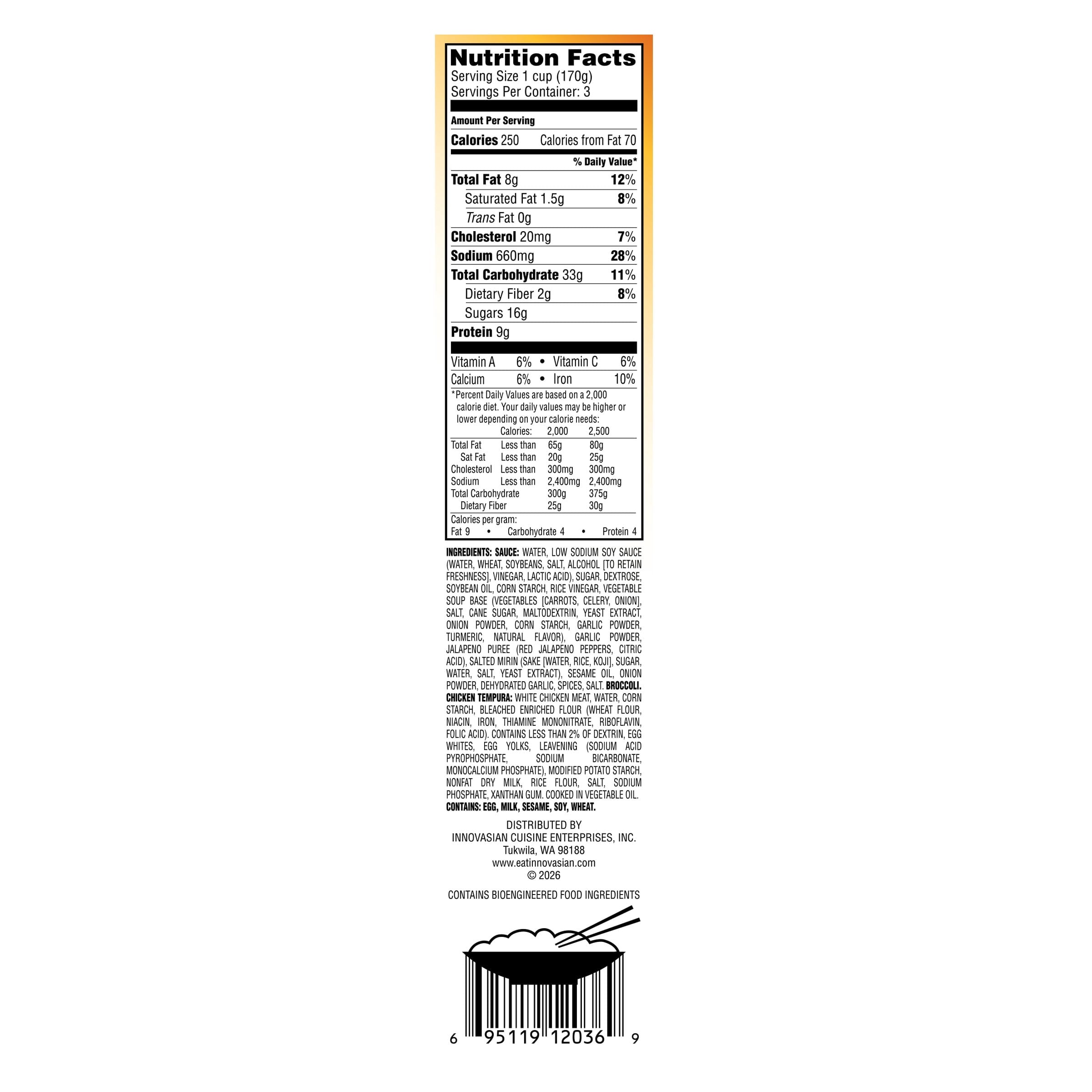 InnovAsian Cuisine Chicken & Broccoli Frozen Meal 18 Oz