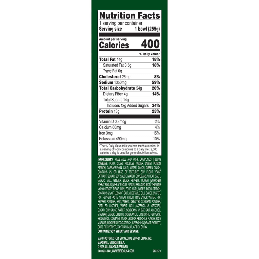 Bibigo Vegetable & Pork Spicy Sauced Dumplings Frozen 9.01 Oz