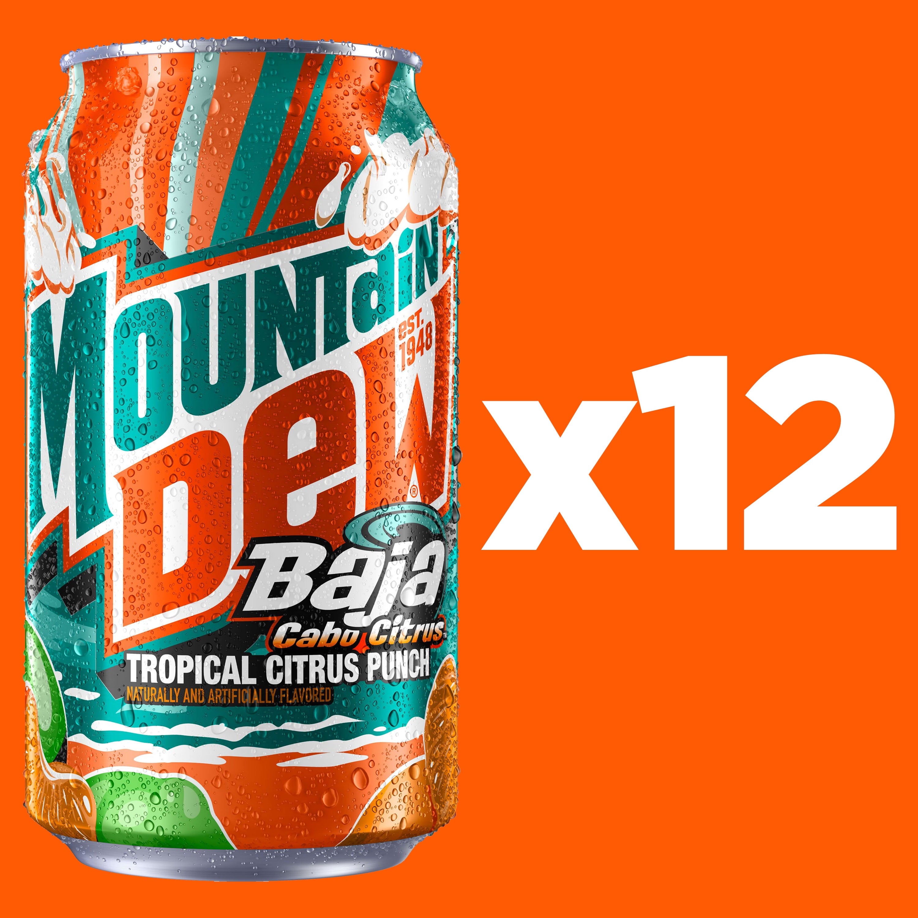 Mountain Dew Baja Blast Cabo Citrus Soda Pop Cans 12 Fl Oz 12 Pack