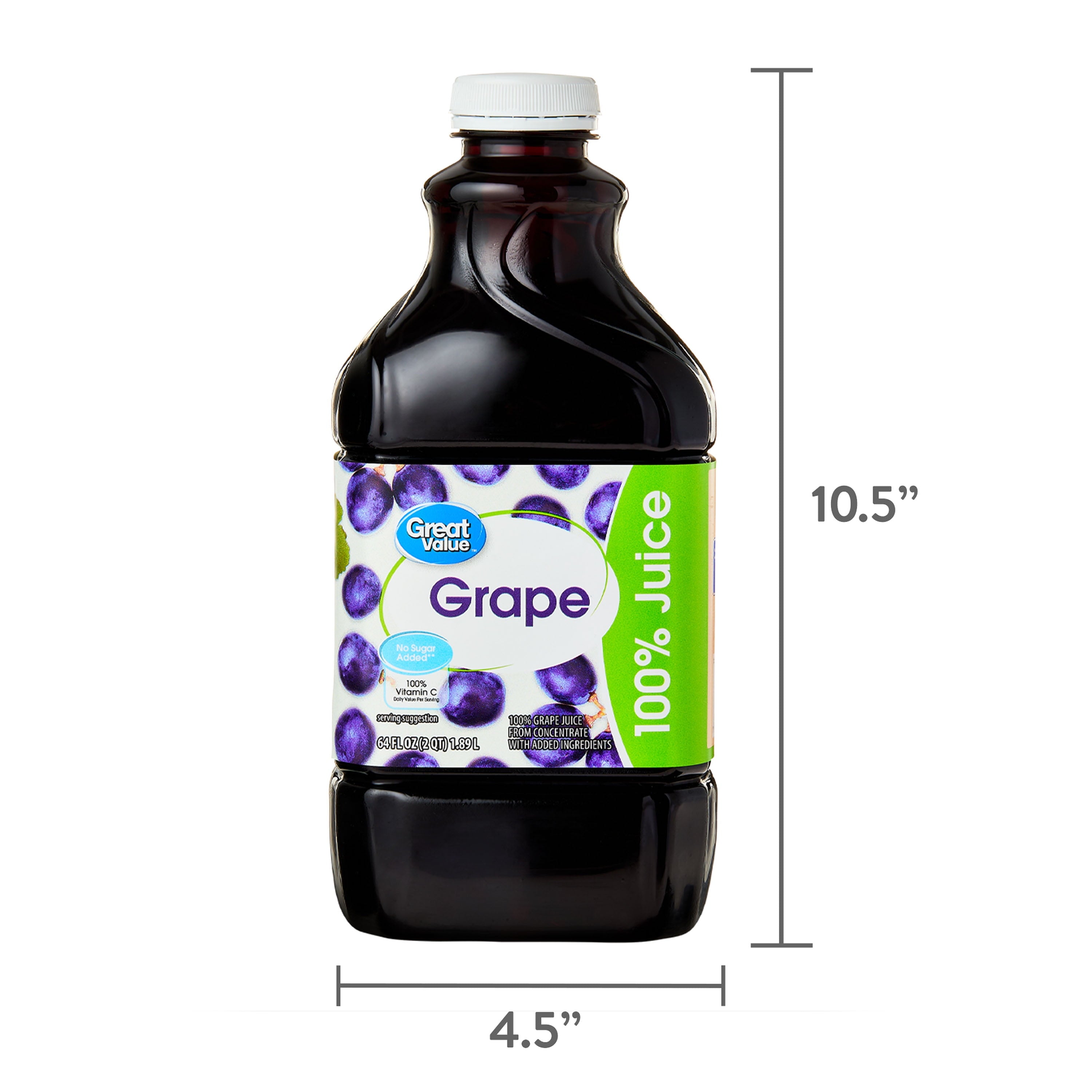 Great Value 100% Concord Grape Juice 64 fl oz Bottle