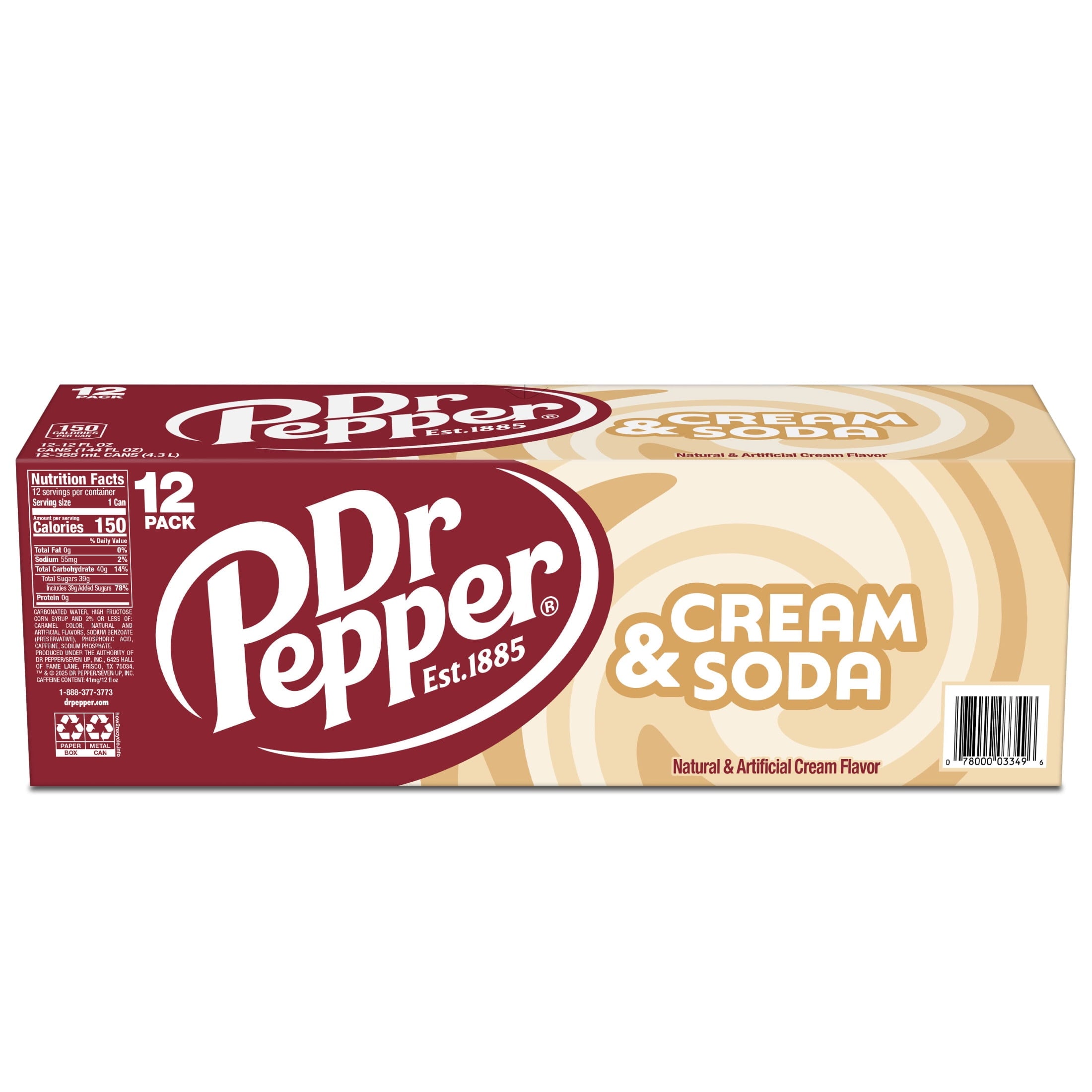 Dr Pepper & Cream Soda Pop Cans 12 Fl Oz 12 Pack