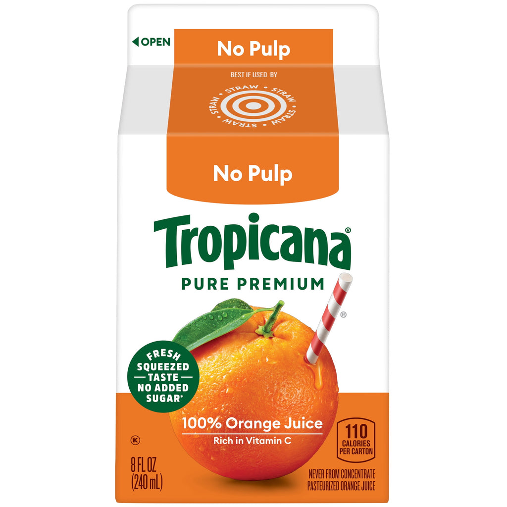 Tropicana Pure Premium 100% Orange Juice Original No Pulp 8 fl oz Cartons 6 Pack