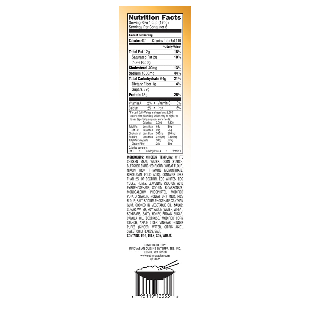 InnovAsian Cuisine Crispy Honey Chicken Frozen Meal 36 Oz