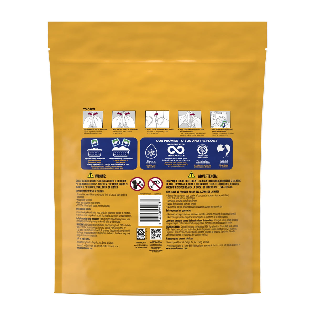 ARM & HAMMER Plus OxiClean 5-in-1 Laundry Detergent Power Paks Fresh Scent 72 Count