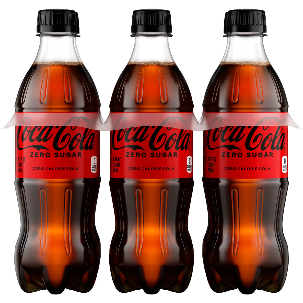 Zero Sugar Soda Pop Bottles 16.9 Fl Oz 6 Pack Coca-Cola
