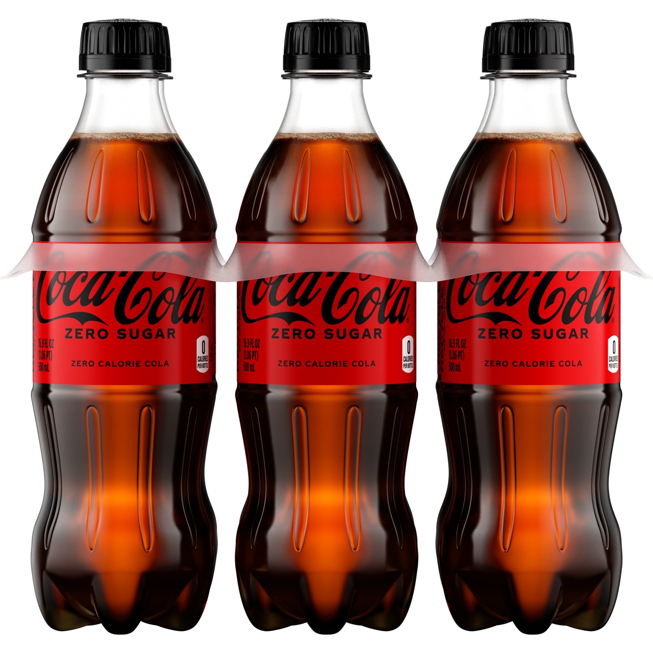 Zero Sugar Soda Pop Bottles 16.9 Fl Oz 6 Pack Coca-Cola