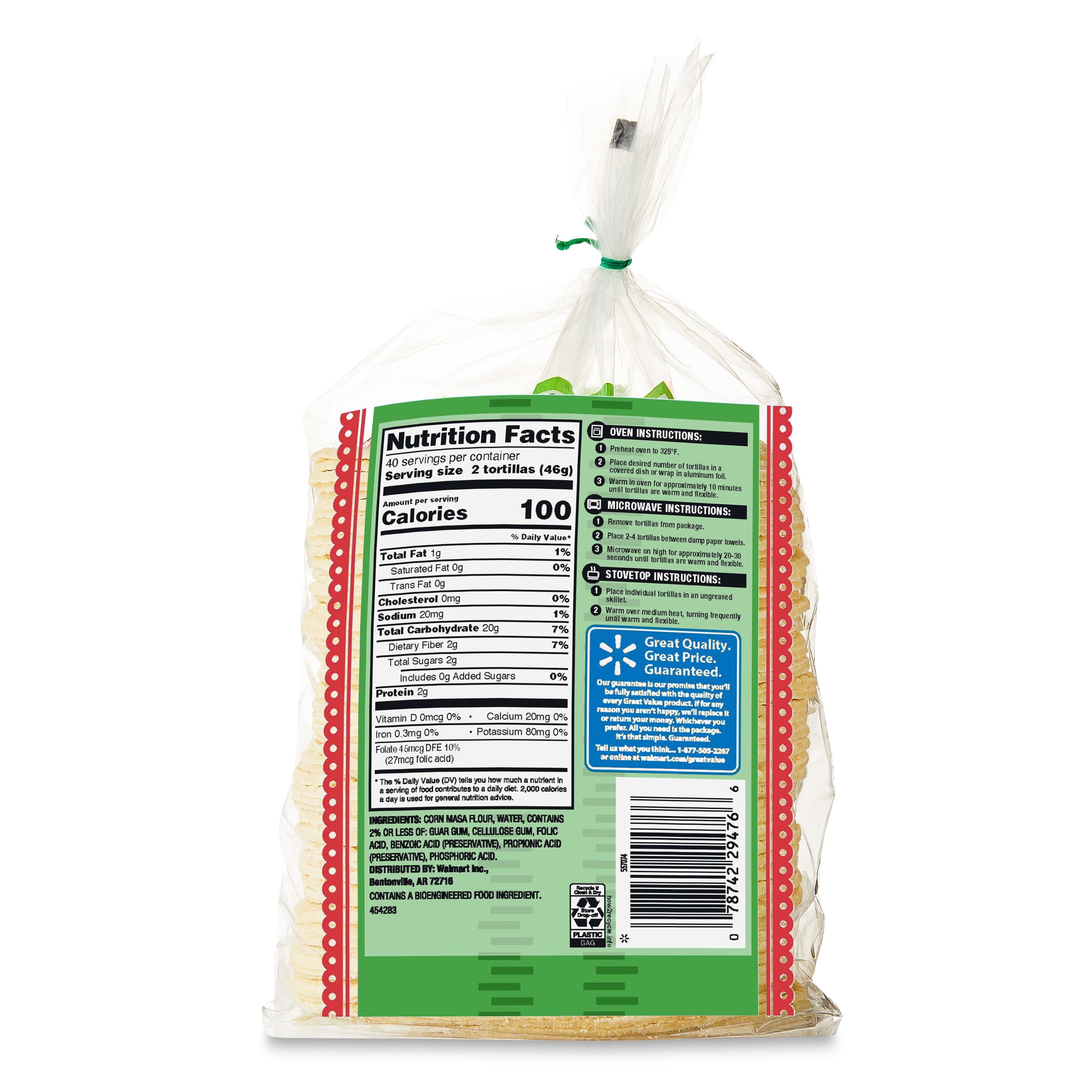 White Corn Tortillas 66.67 Oz 80 Count Great Value