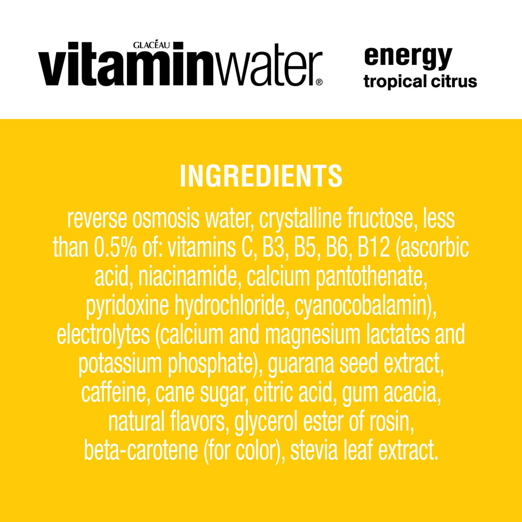 vitaminwater Energy Tropical Citrus Flavored Water Beverage 16.9 fl oz Plastic Bottles 6 Pack
