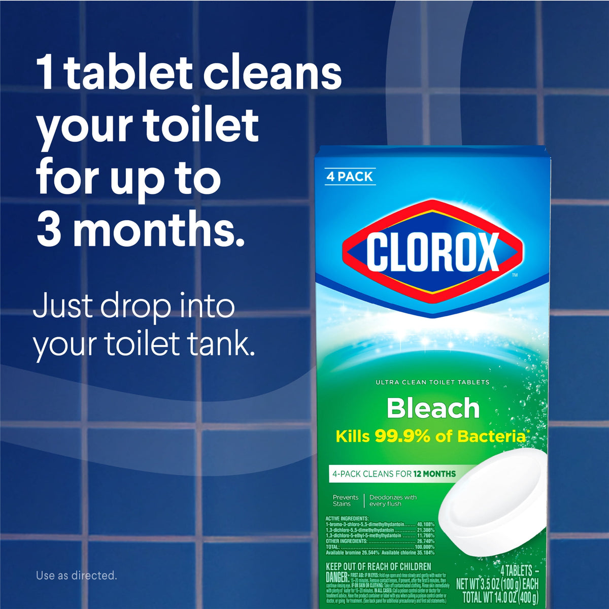 Clorox Bleach Automatic Toilet Bowl Cleaner Tablets 2 Pack