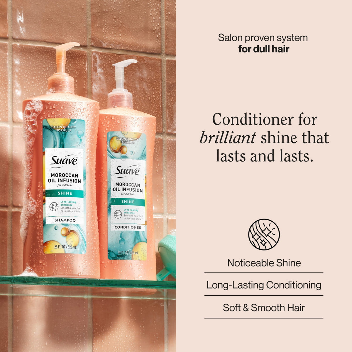 Suave Moroccan Infusion Shine Conditioner with Argan Oil for Dull Hair 28 fl oz