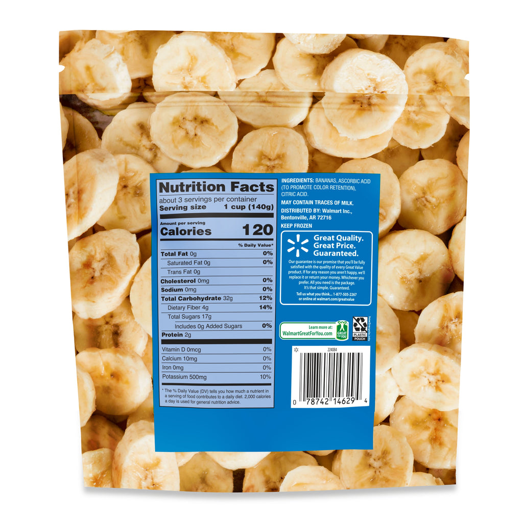 Great Value Sliced Bananas Frozen 16 Oz